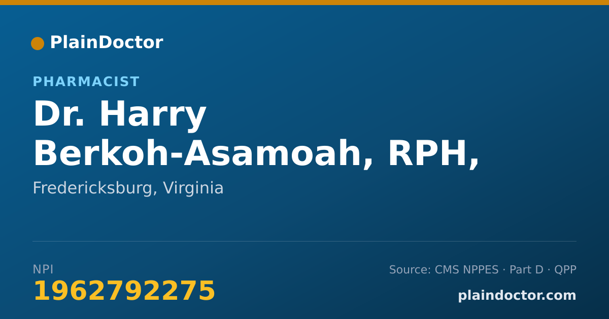 Shareable card for Harry Berkoh-Asamoah, RPH, PHARM D. - Pharmacist, Fredericksburg, VA