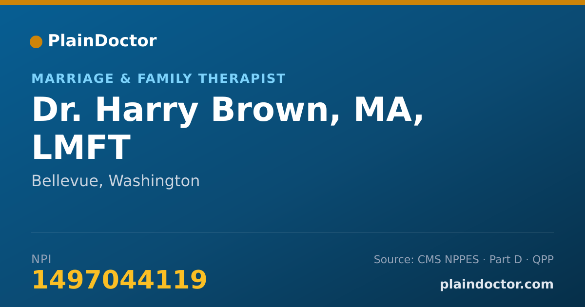 Shareable card for Harry Brown, MA, LMFT - Marriage & Family Therapist, Bellevue, WA