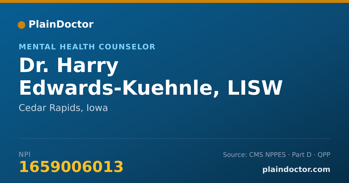 Shareable card for Harry Edwards-Kuehnle, LISW - Mental Health Counselor, Cedar Rapids, IA