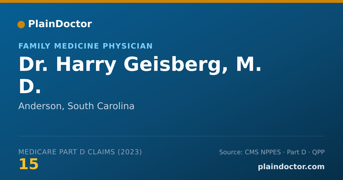 Shareable card for Harry Geisberg, M. D. - Family Medicine Physician, Anderson, SC
