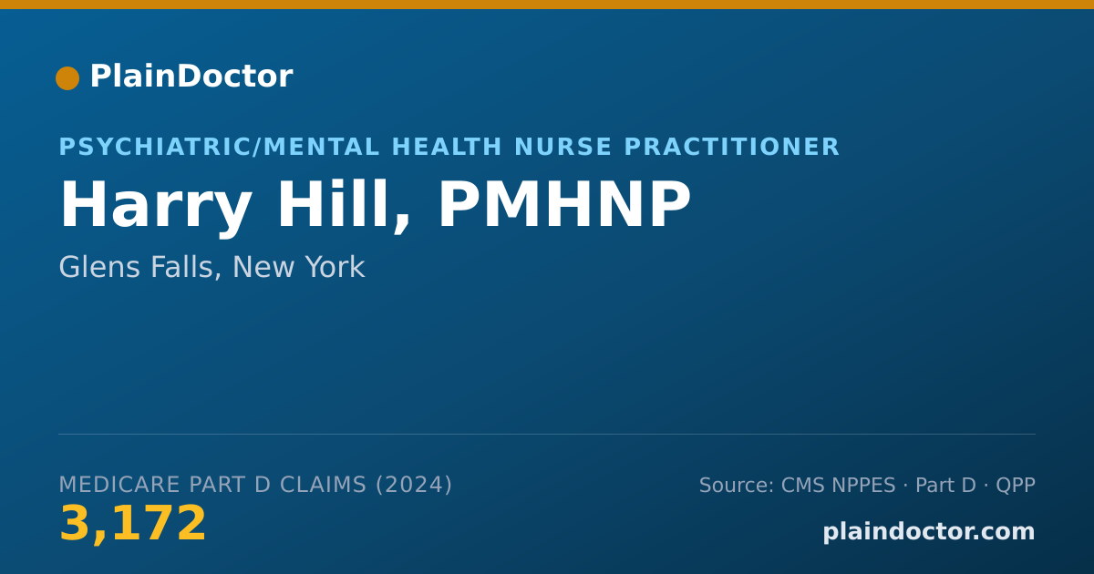 Shareable card for Harry Hill, PMHNP - Psychiatric/Mental Health Nurse Practitioner, Glens Falls, NY