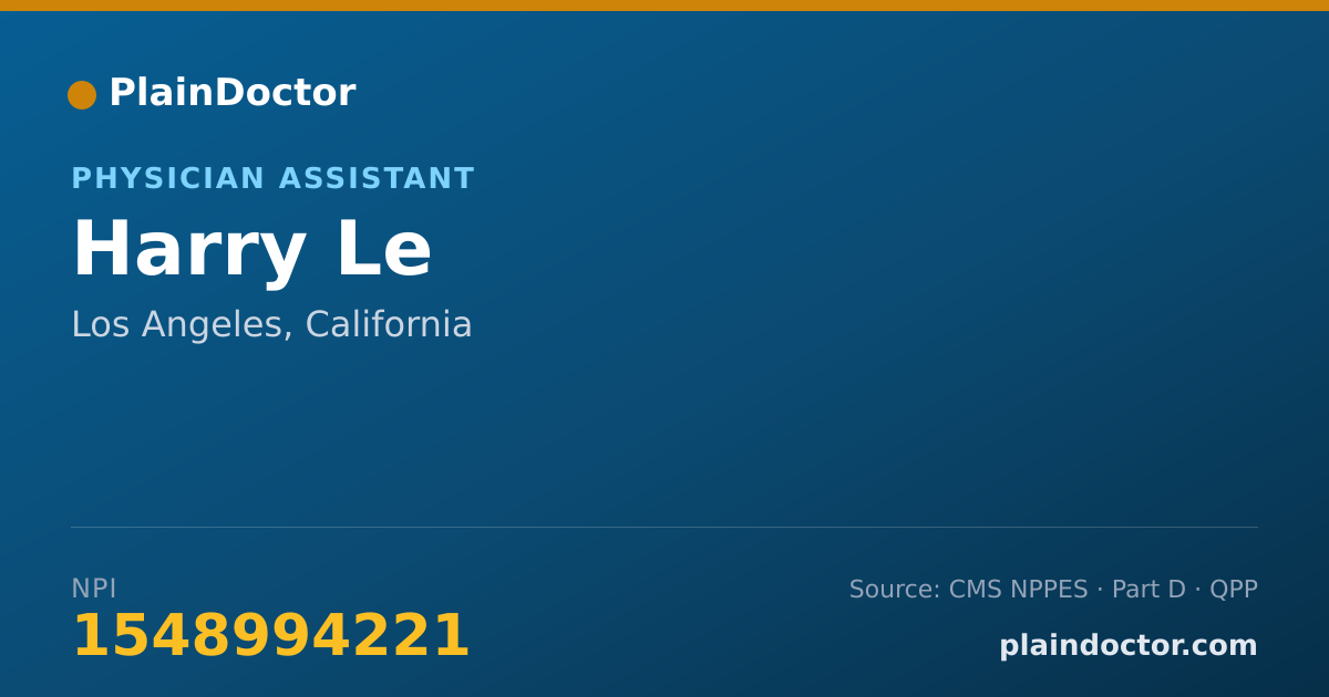 Shareable card for Harry Le - Physician Assistant, Los Angeles, CA