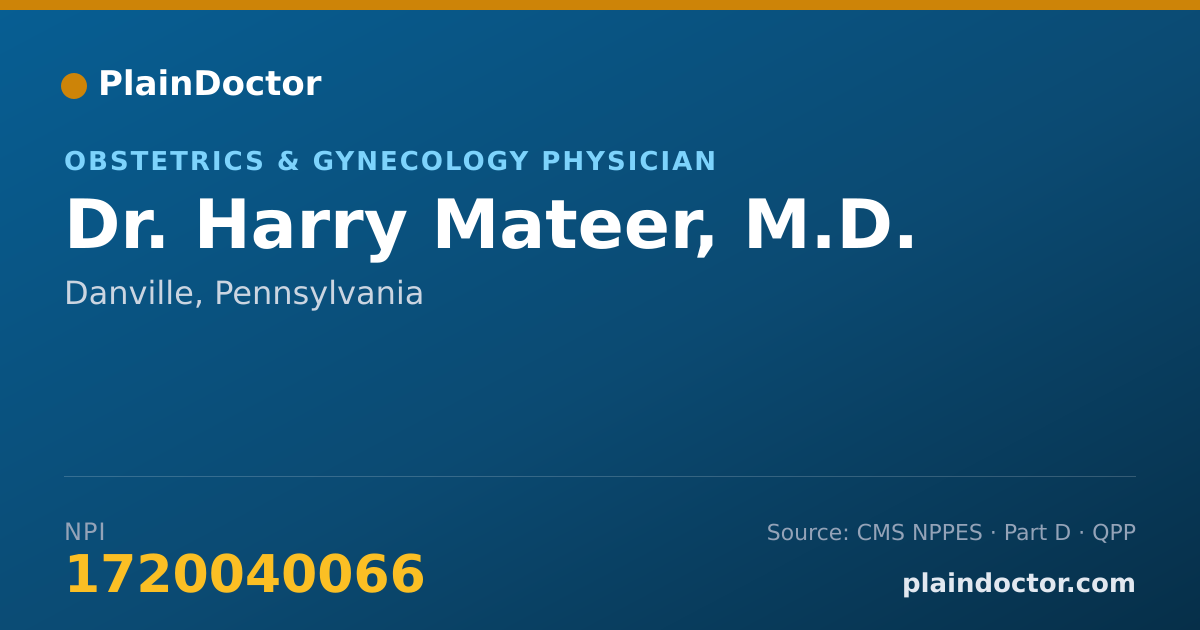 Shareable card for Harry Mateer, M.D. - Obstetrics & Gynecology Physician, Danville, PA