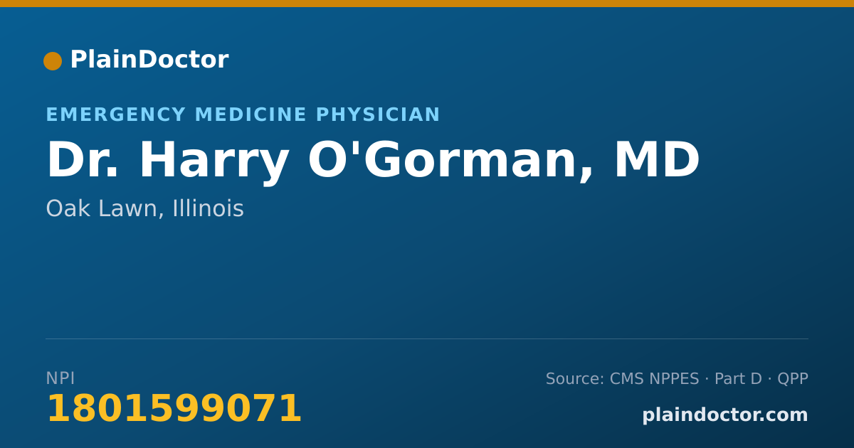 Shareable card for Harry O'Gorman, MD - Emergency Medicine Physician, Oak Lawn, IL