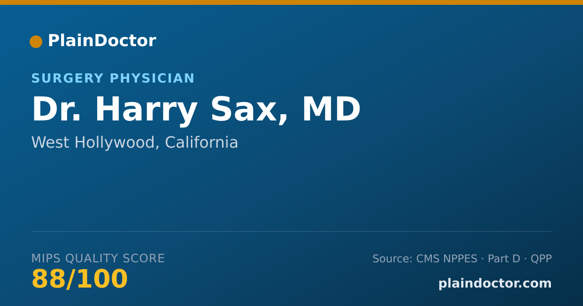 Shareable card for Harry Sax, MD - Surgery Physician, West Hollywood, CA