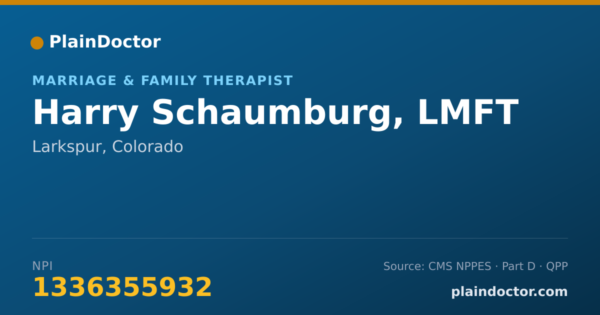 Shareable card for Harry Schaumburg, LMFT - Marriage & Family Therapist, Larkspur, CO