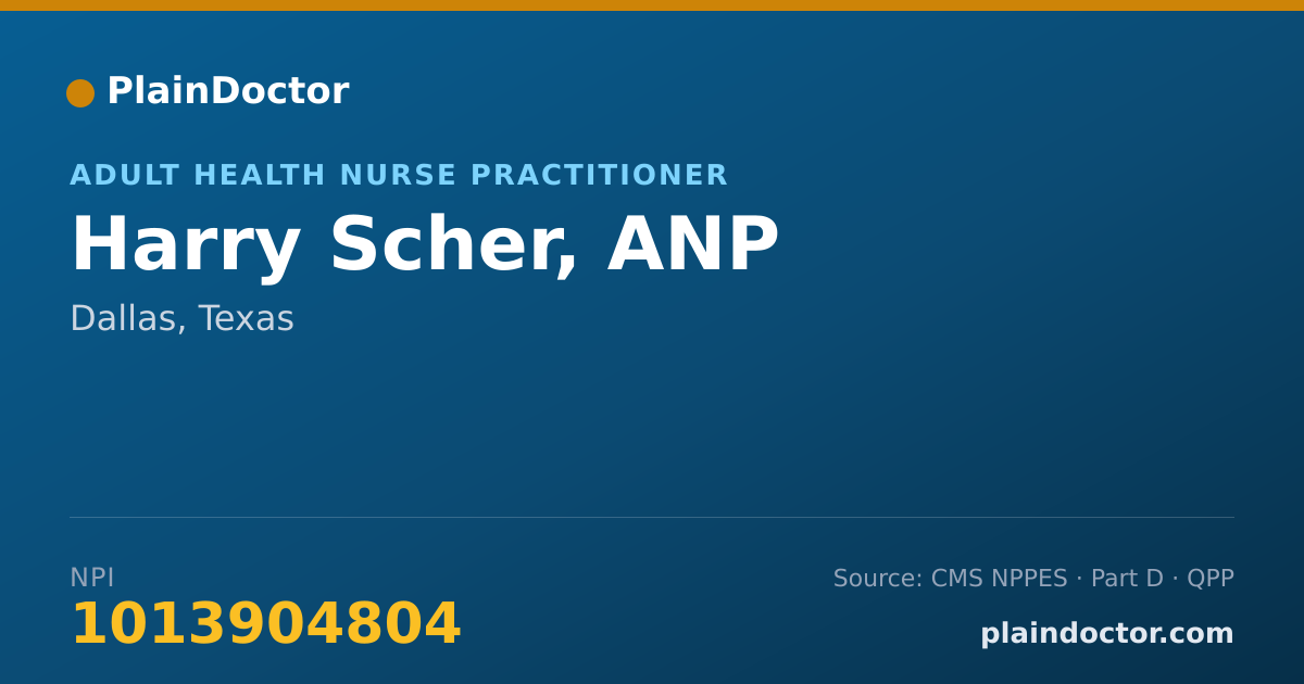 Shareable card for Harry Scher, ANP - Adult Health Nurse Practitioner, Dallas, TX