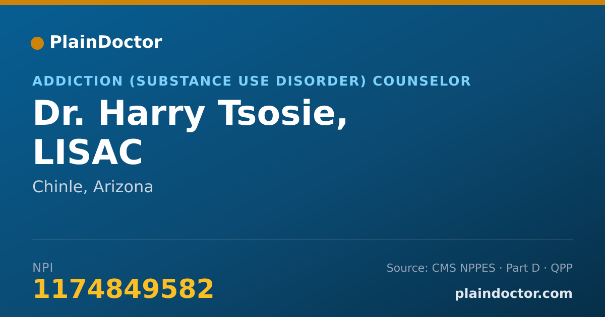 Shareable card for Harry Tsosie, LISAC - Addiction (Substance Use Disorder) Counselor, Chinle, AZ