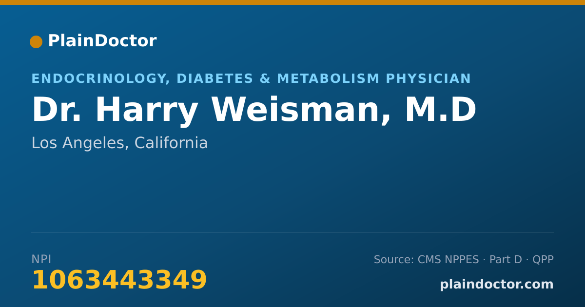 Shareable card for Harry Weisman, M.D - Endocrinology, Diabetes & Metabolism Physician, Los Angeles, CA