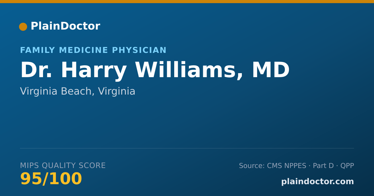 Shareable card for Harry Williams, MD - Family Medicine Physician, Virginia Beach, VA