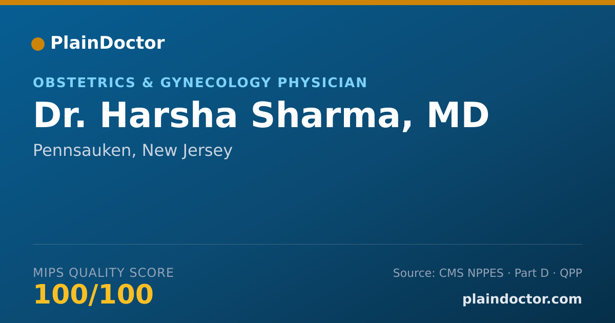 Shareable card for Harsha Sharma, MD - Obstetrics & Gynecology Physician, Pennsauken, NJ