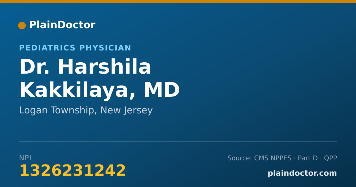 Shareable card for Harshila Kakkilaya, MD - Pediatrics Physician, Logan Township, NJ