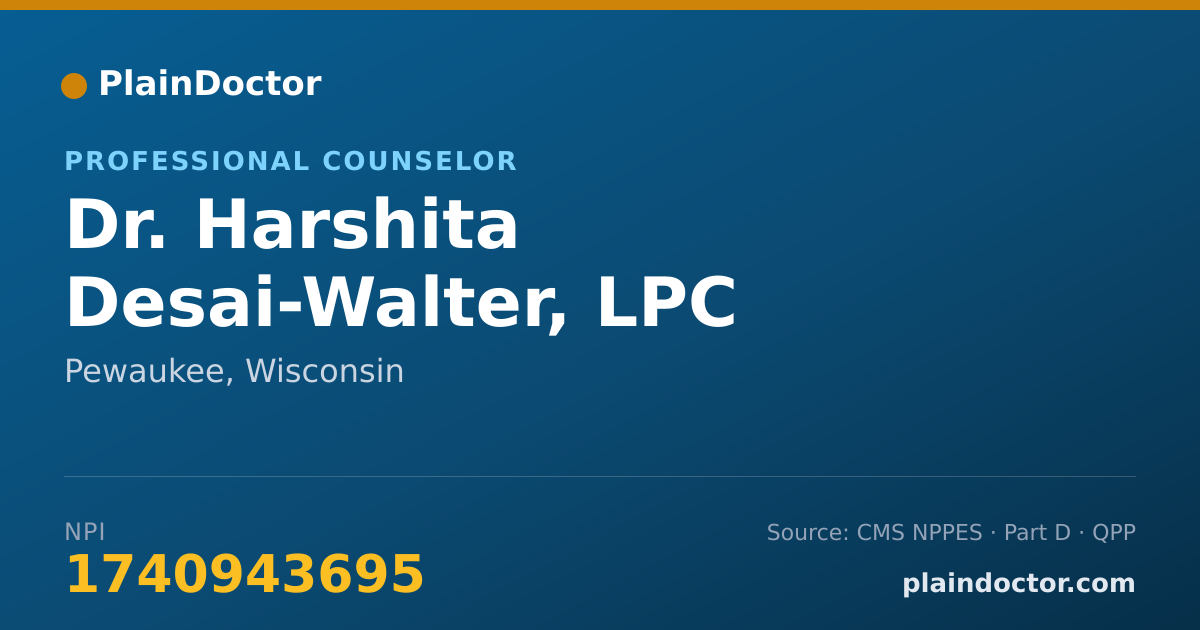 Shareable card for Harshita Desai-Walter, LPC - Professional Counselor, Pewaukee, WI