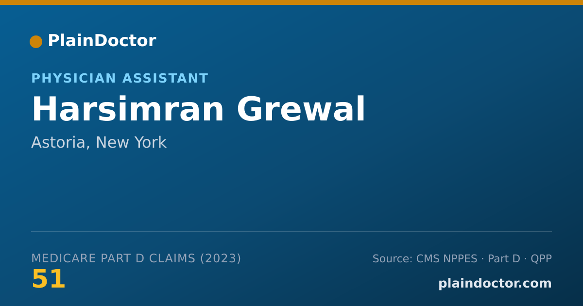 Shareable card for Harsimran Grewal - Physician Assistant, Astoria, NY