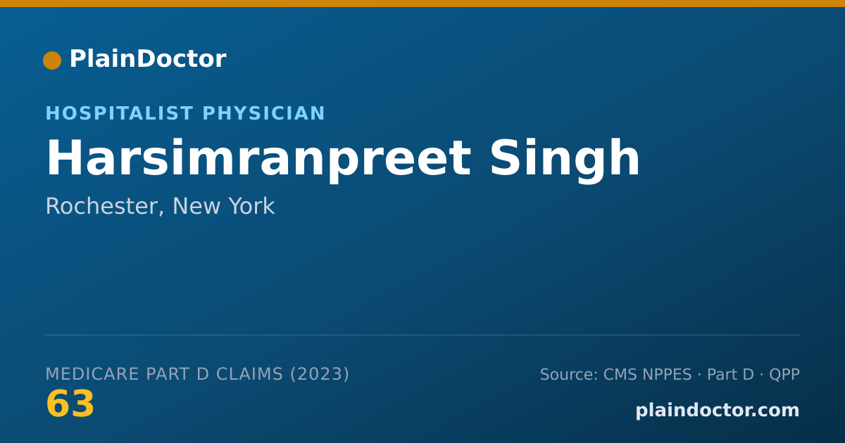 Shareable card for Harsimranpreet Singh - Hospitalist Physician, Rochester, NY