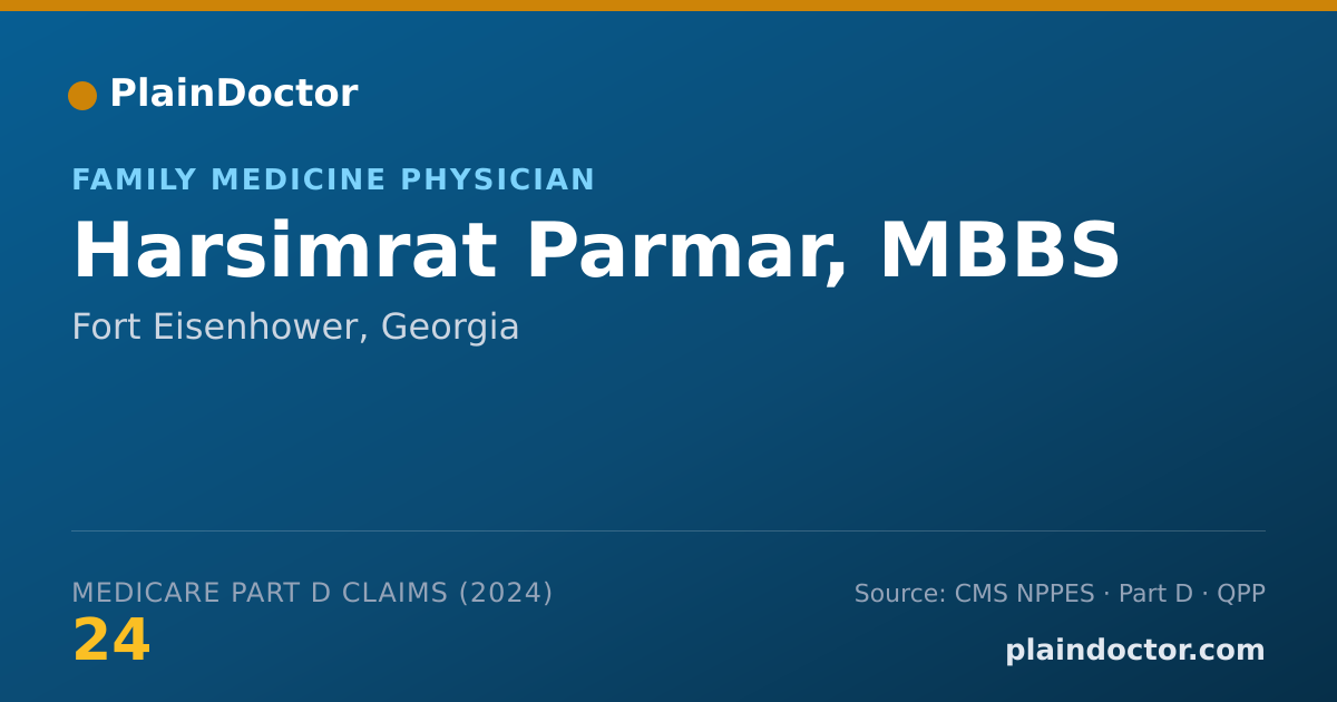 Shareable card for Harsimrat Parmar, MBBS - Family Medicine Physician, Fort Eisenhower, GA