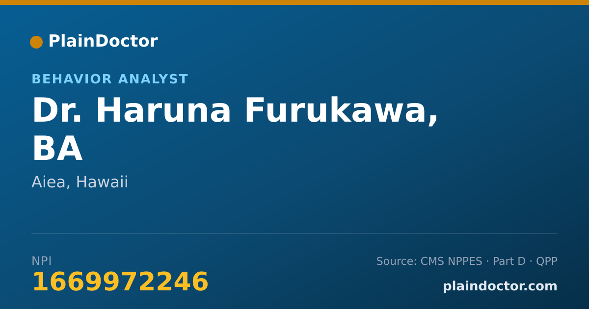 Shareable card for Haruna Furukawa, BA - Behavior Analyst, Aiea, HI
