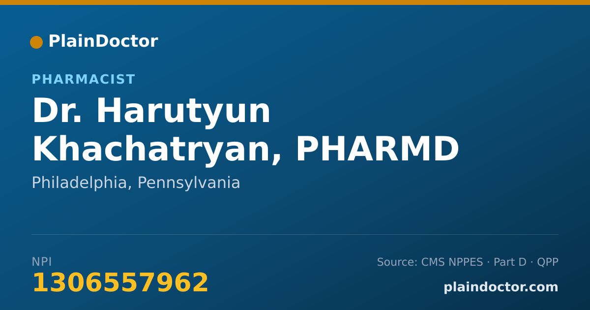 Shareable card for Harutyun Khachatryan, PHARMD - Pharmacist, Philadelphia, PA