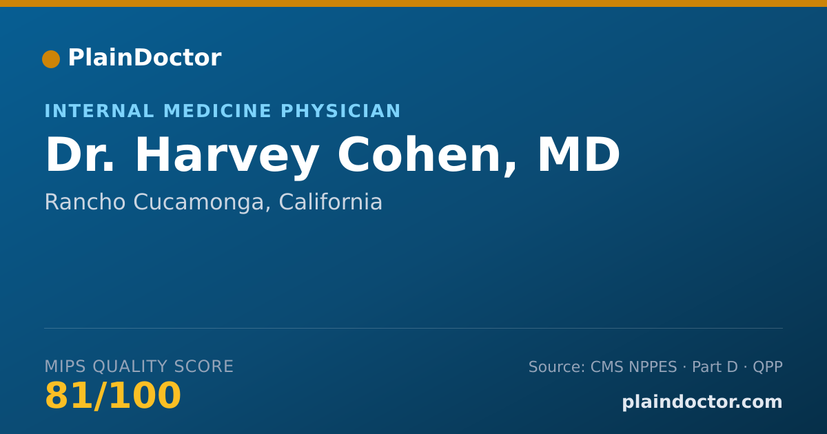 Shareable card for Harvey Cohen, MD - Internal Medicine Physician, Rancho Cucamonga, CA