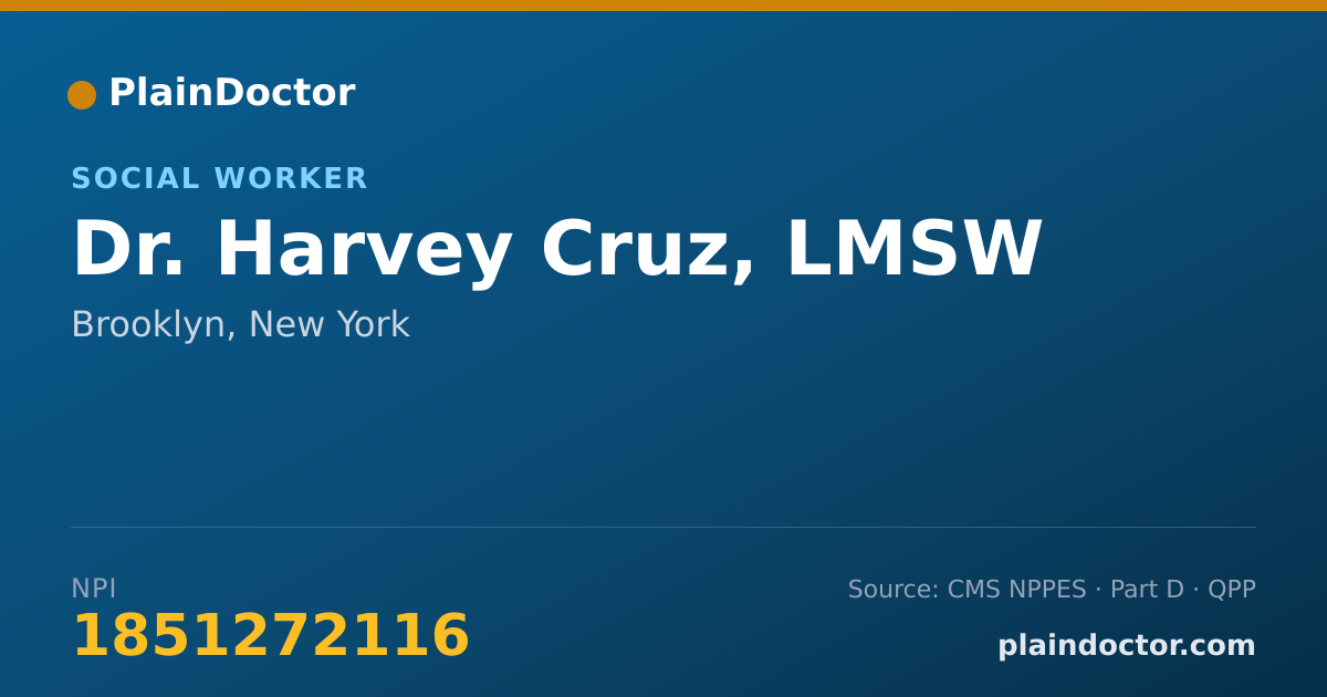 Shareable card for Harvey Cruz, LMSW - Social Worker, Brooklyn, NY