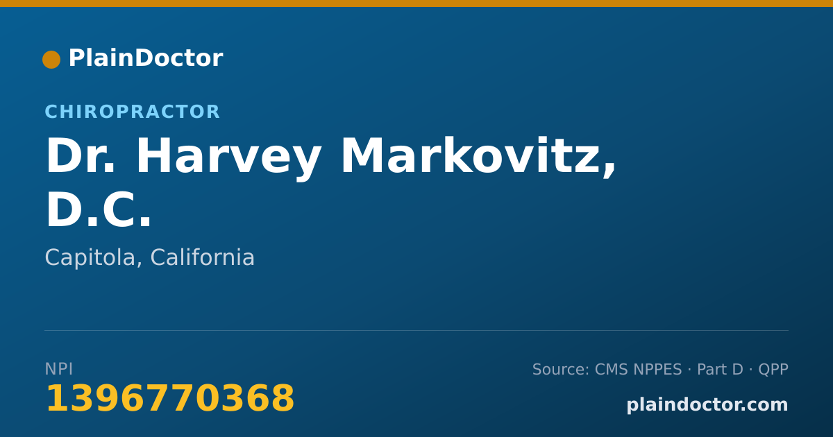 Shareable card for Harvey Markovitz, D.C. - Chiropractor, Capitola, CA