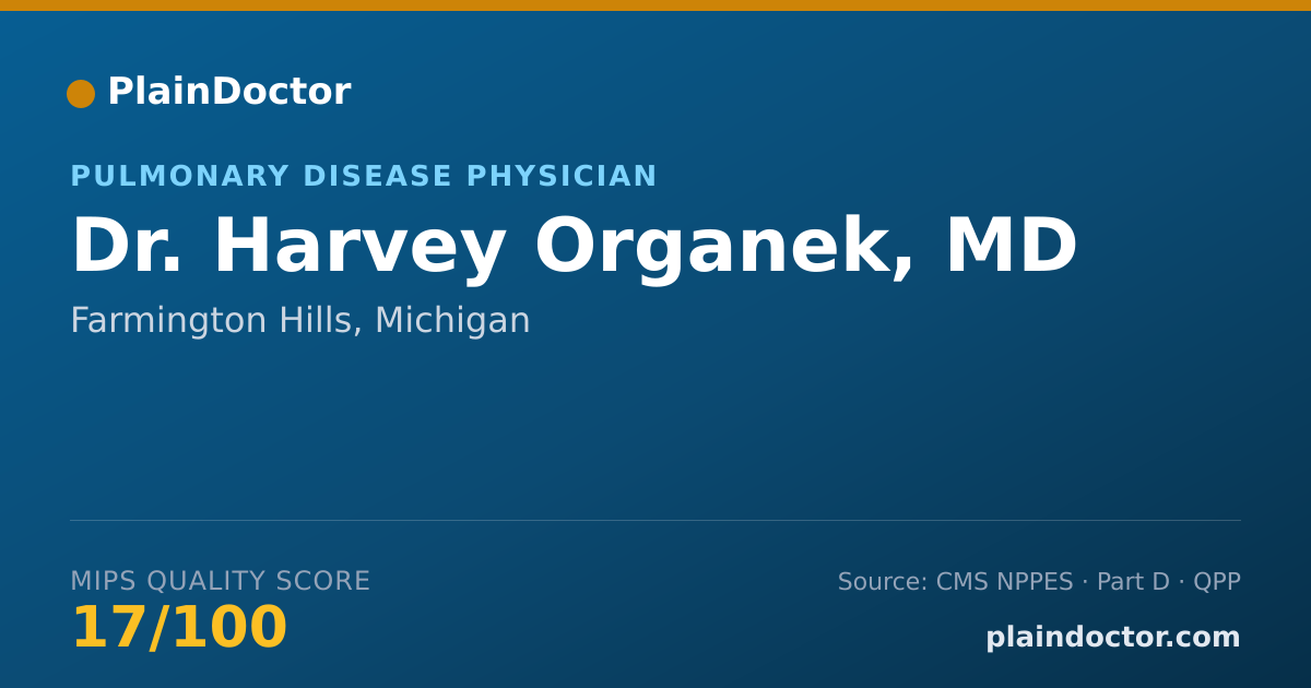 Shareable card for Harvey Organek, MD - Pulmonary Disease Physician, Farmington Hills, MI