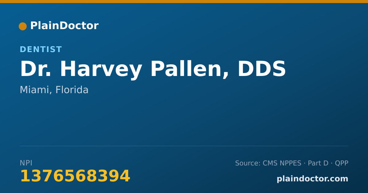 Shareable card for Harvey Pallen, DDS - Dentist, Miami, FL