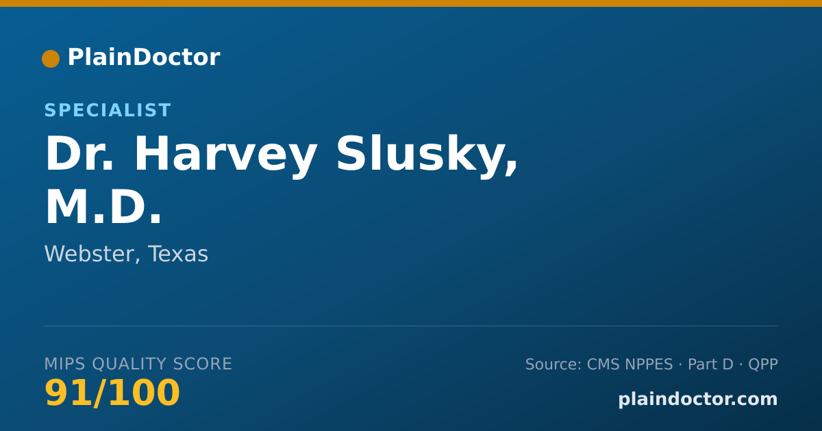 Shareable card for Harvey Slusky, M.D. - Specialist, Webster, TX