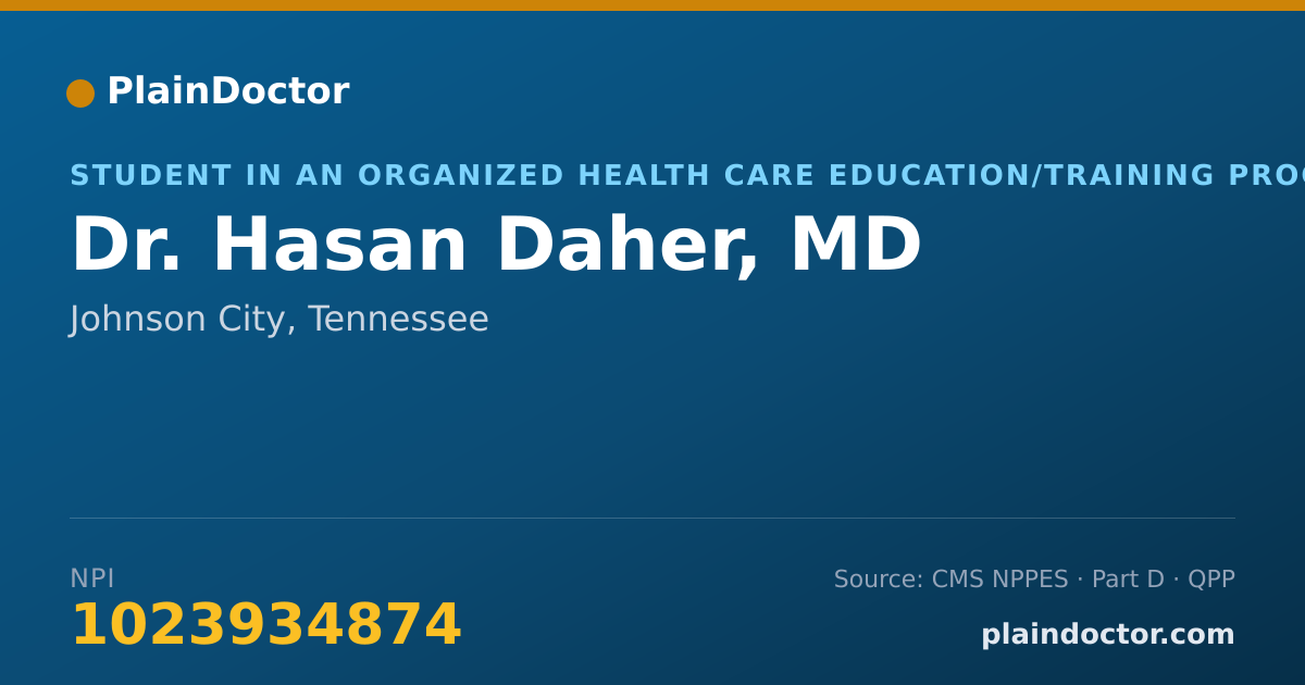 Shareable card for Hasan Daher, MD - Student in an Organized Health Care Education/Training Program, Johnson City, TN