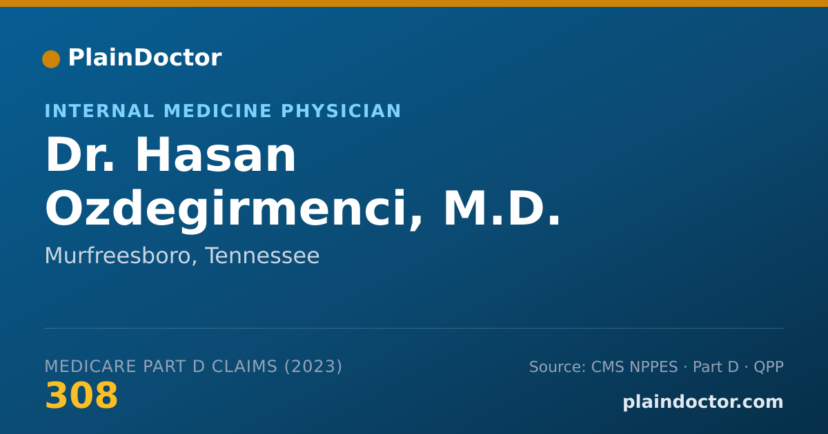 Shareable card for Hasan Ozdegirmenci, M.D. - Internal Medicine Physician, Murfreesboro, TN