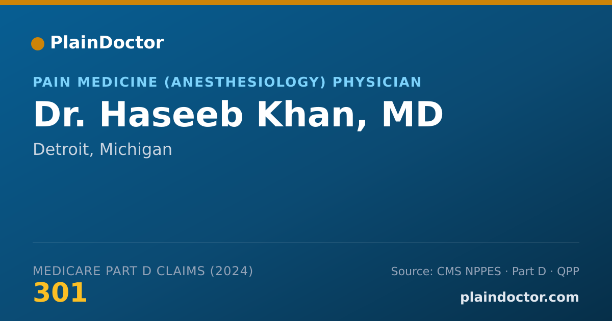 Shareable card for Haseeb Khan, MD - Pain Medicine (Anesthesiology) Physician, Detroit, MI