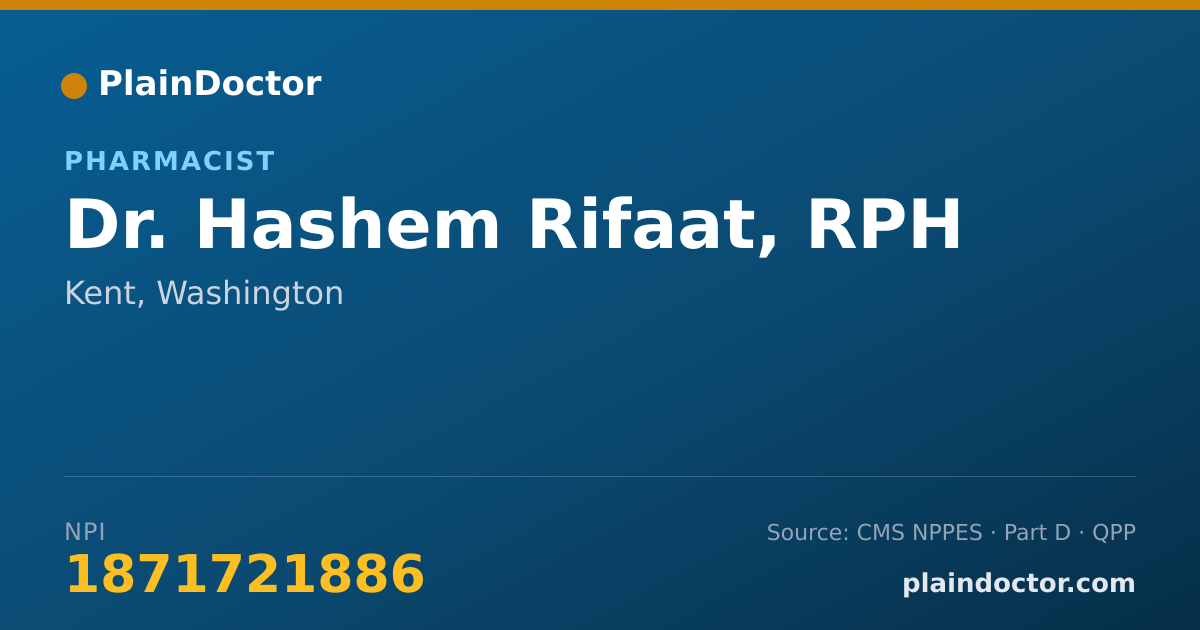 Shareable card for Hashem Rifaat, RPH - Pharmacist, Kent, WA