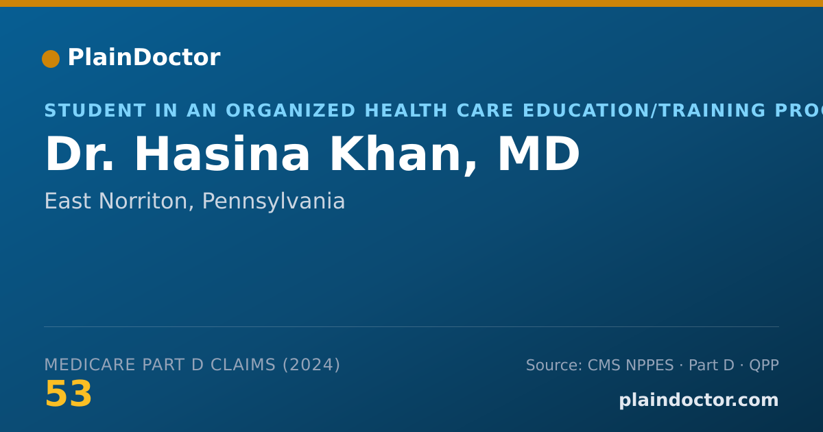 Shareable card for Hasina Khan, MD - Internal Medicine Physician, Brentwood, NY