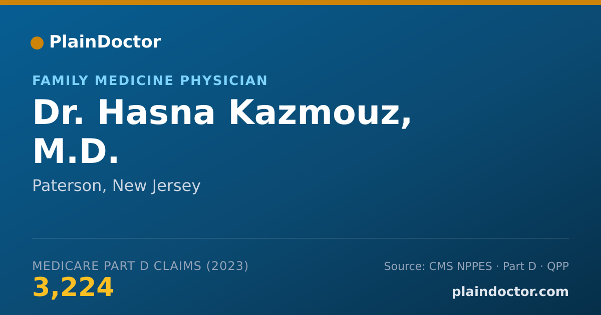 Shareable card for Hasna Kazmouz, M.D. - Family Medicine Physician, Paterson, NJ
