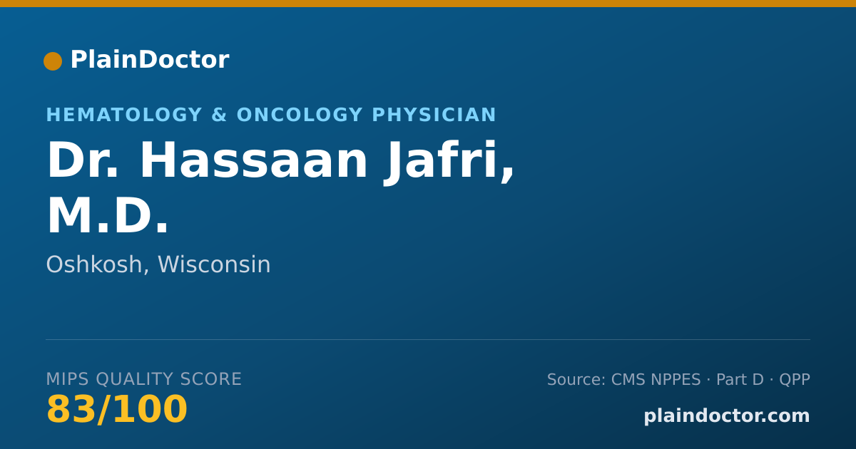 Shareable card for Hassaan Jafri, M.D. - Hematology & Oncology Physician, Oshkosh, WI