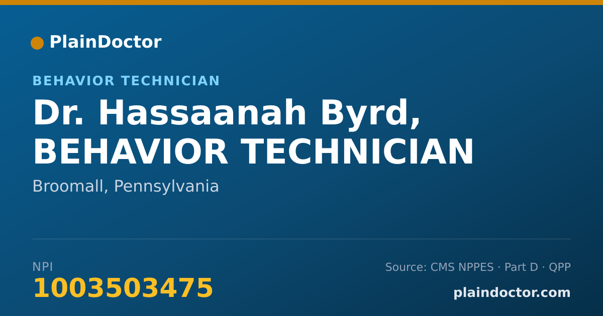 Shareable card for Hassaanah Byrd, BEHAVIOR TECHNICIAN - Behavior Technician, Broomall, PA