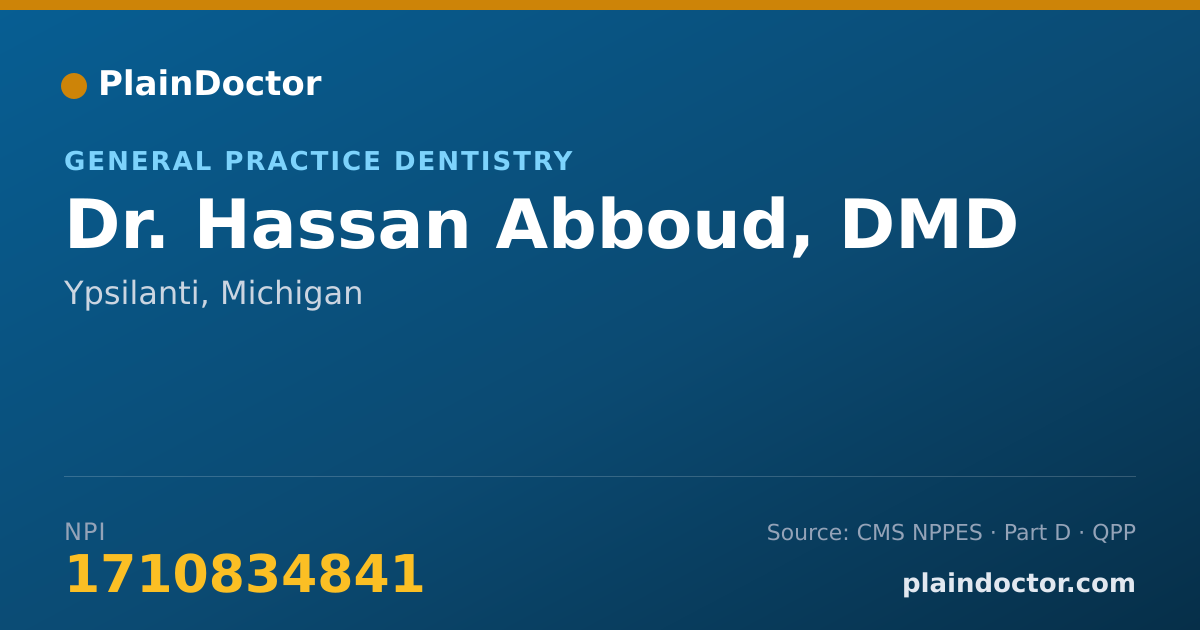 Shareable card for Hassan Abboud, DMD - General Practice Dentistry, Ypsilanti, MI