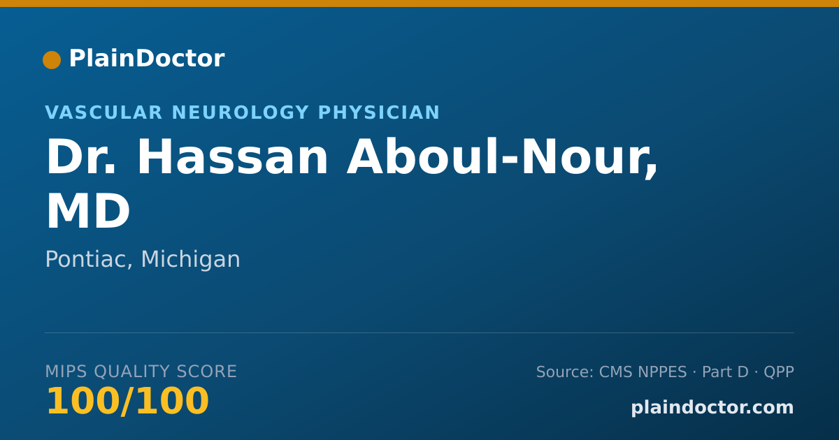 Shareable card for Hassan Aboul-Nour, MD - Vascular Neurology Physician, Pontiac, MI