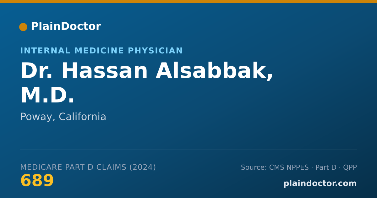 Shareable card for Hassan Alsabbak, M.D. - Internal Medicine Physician, Poway, CA