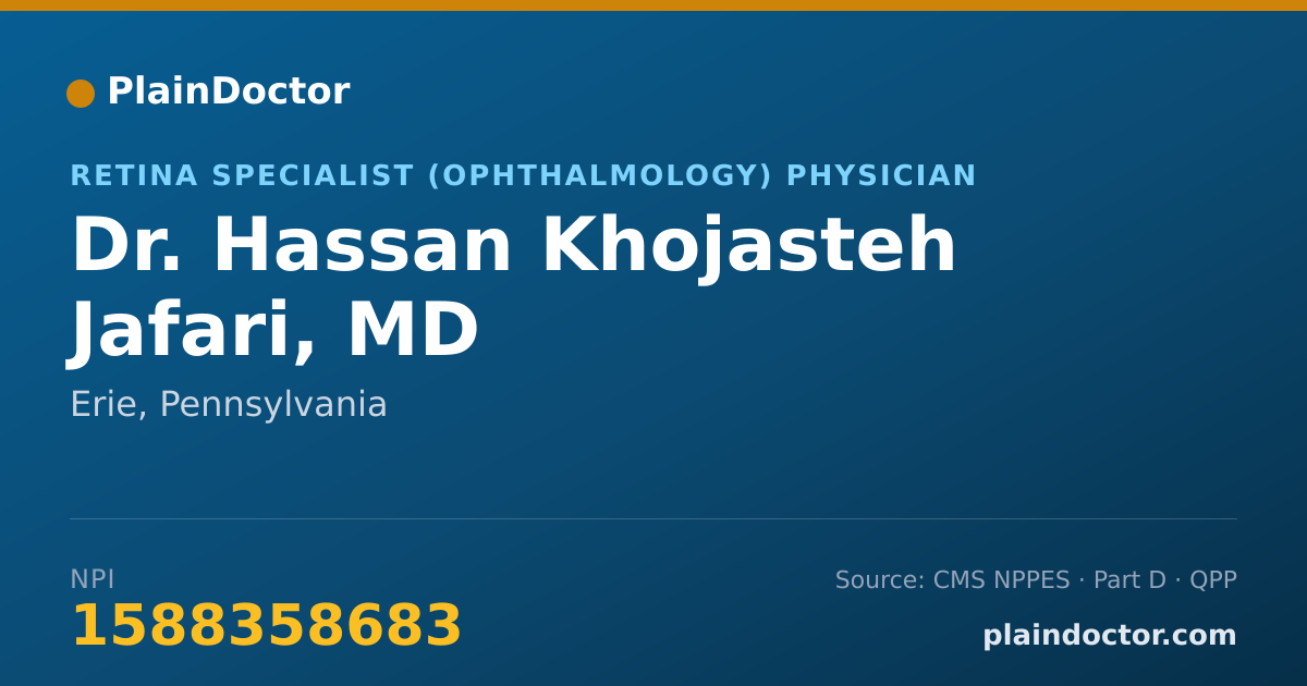 Shareable card for Hassan Khojasteh Jafari, MD - Retina Specialist (Ophthalmology) Physician, Erie, PA