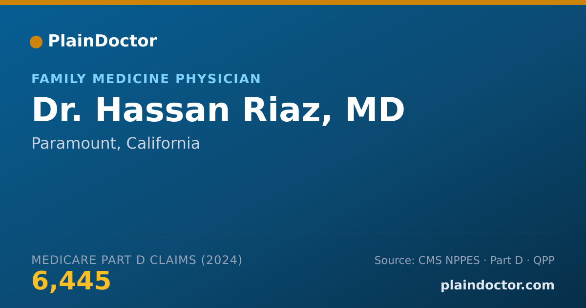 Shareable card for Hassan Riaz, MD - Family Medicine Physician, Paramount, CA