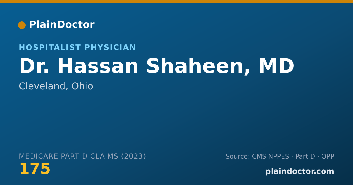 Shareable card for Hassan Shaheen, MD - Hospitalist Physician, Cleveland, OH