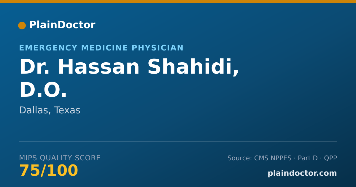 Shareable card for Hassan Shahidi, D.O. - Emergency Medicine Physician, Dallas, TX