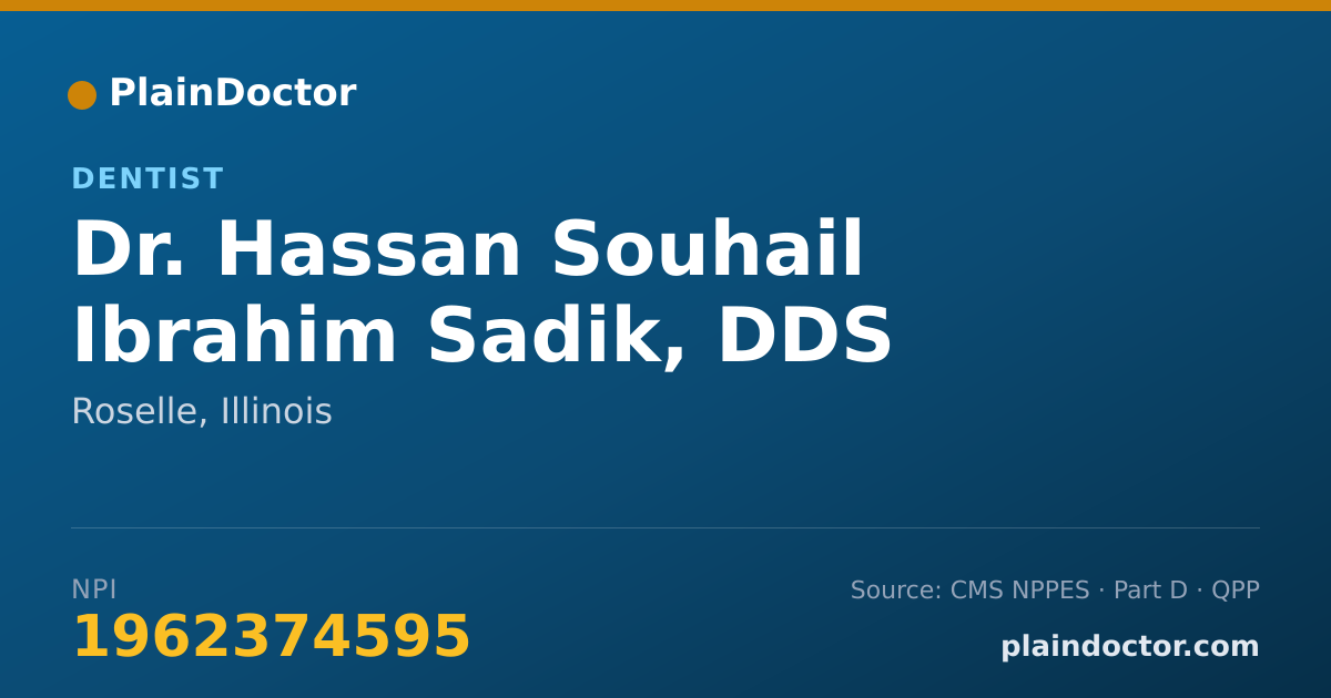 Shareable card for Hassan Souhail Ibrahim Sadik, DDS - Dentist, Roselle, IL