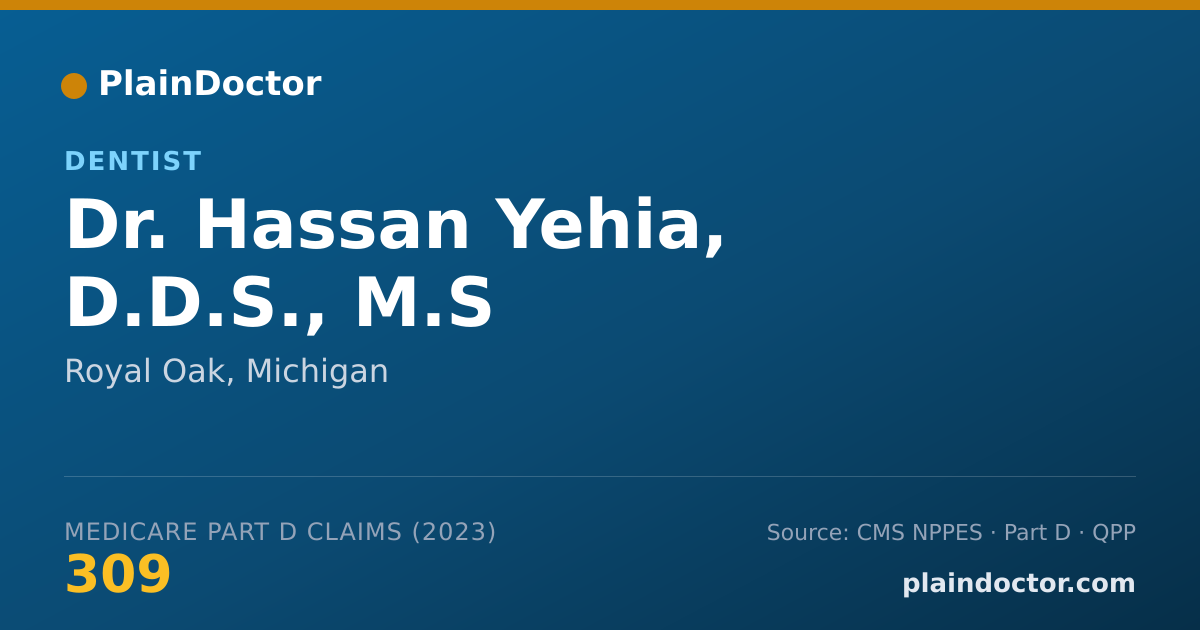 Shareable card for Hassan Yehia, D.D.S., M.S - Dentist, Royal Oak, MI