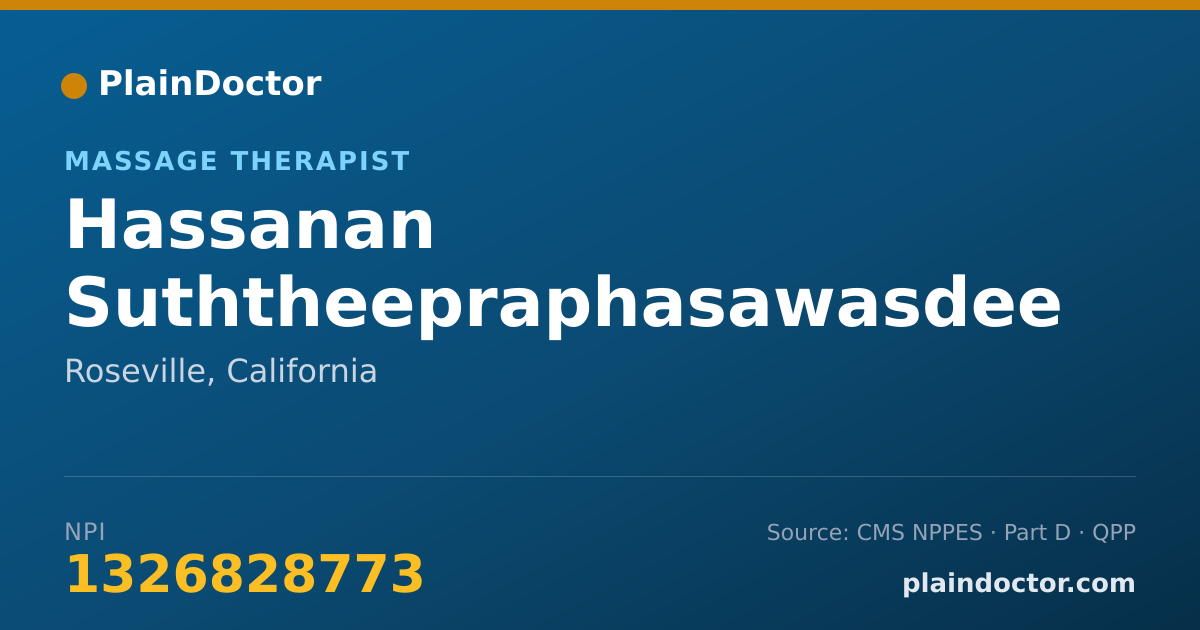 Shareable card for Hassanan Suththeepraphasawasdee - Massage Therapist, Roseville, CA