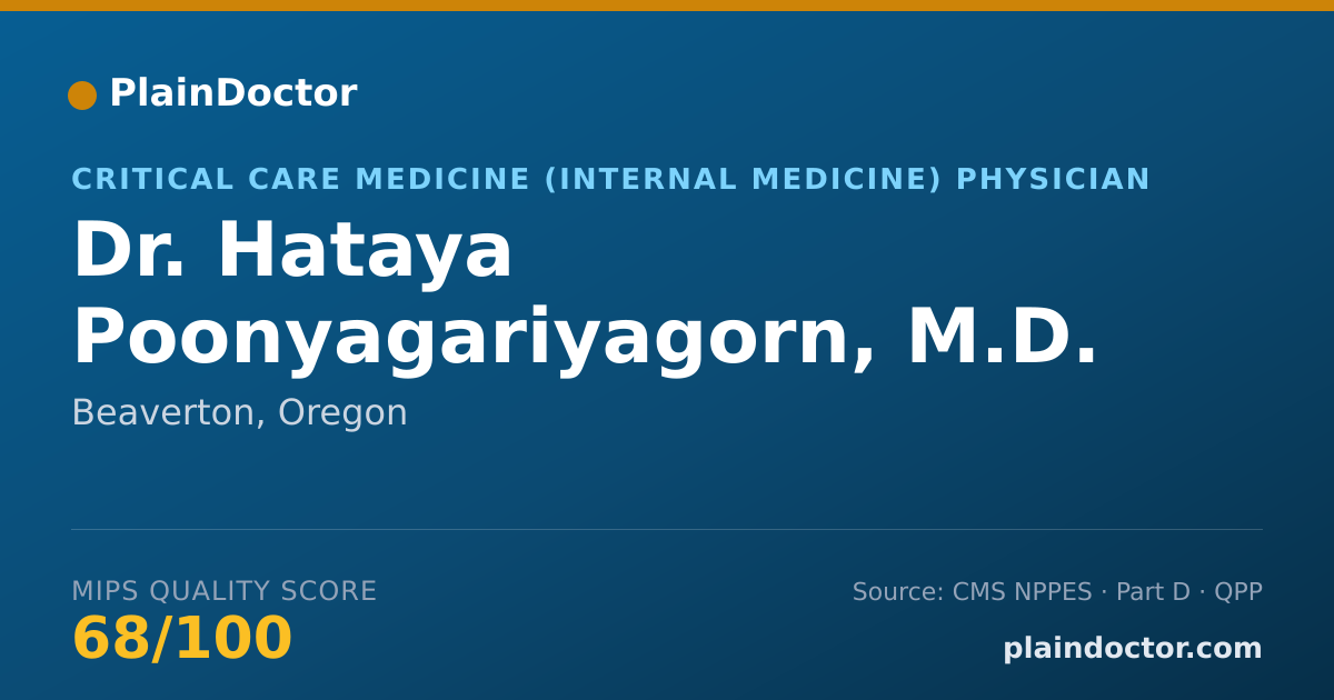 Shareable card for Hataya Poonyagariyagorn, M.D. - Critical Care Medicine (Internal Medicine) Physician, Portland, OR