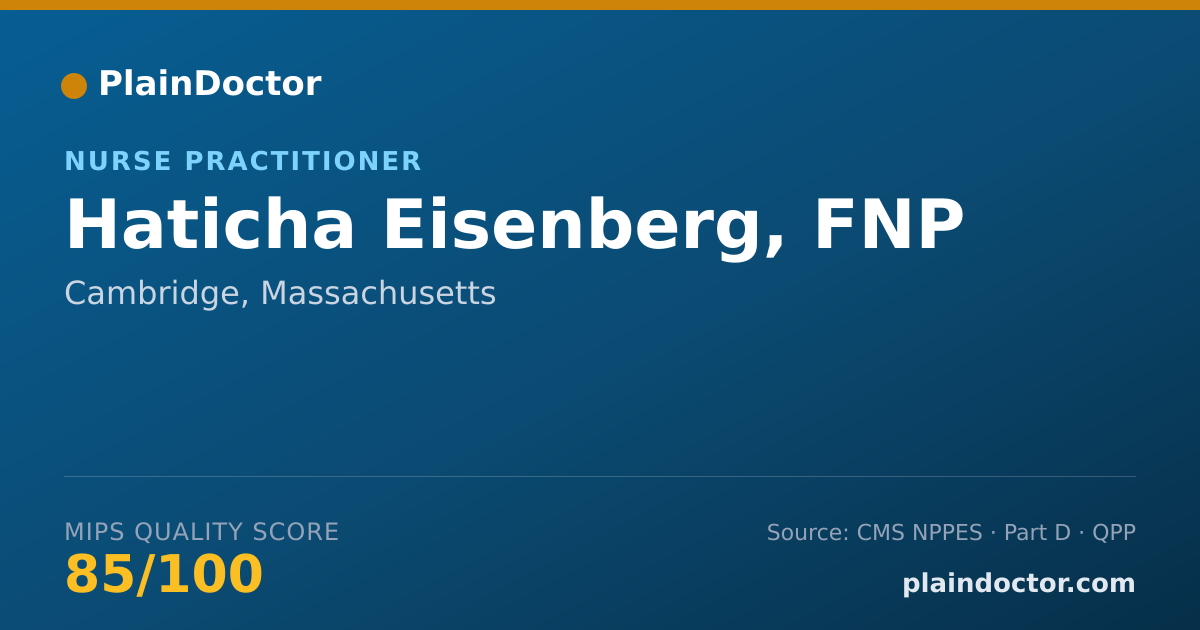 Shareable card for Haticha Eisenberg, FNP - Nurse Practitioner, Cambridge, MA