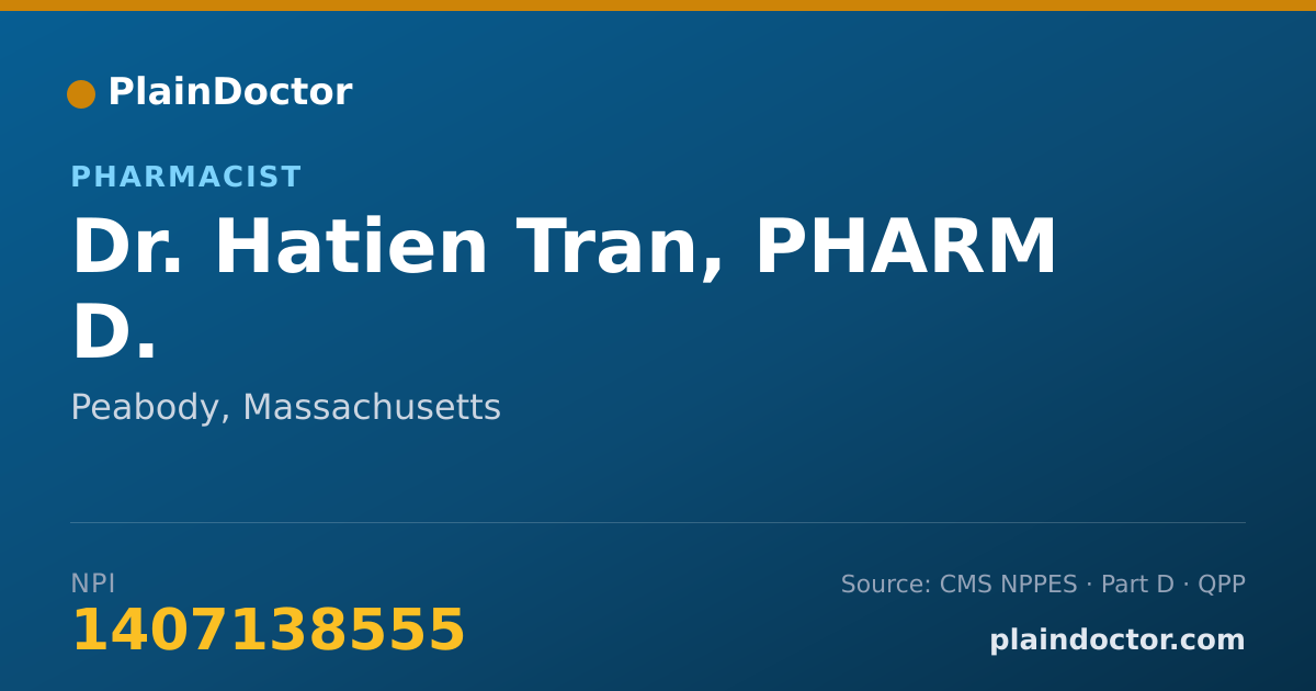 Shareable card for Hatien Tran, PHARM D. - Pharmacist, Peabody, MA