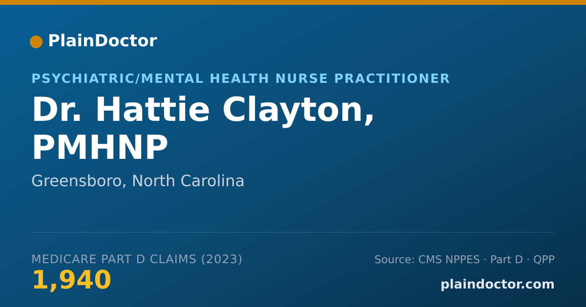 Shareable card for Hattie Clayton, PMHNP - Psychiatric/Mental Health Nurse Practitioner, Greensboro, NC